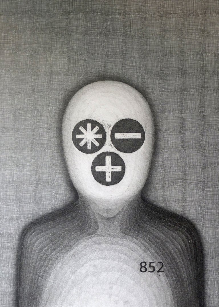 Štefan Oslej, Hledač 852, 2017, kresba, 100x70 cm Štefan Oslej, Hledač 852, 2017, kresba, 100x70 cm