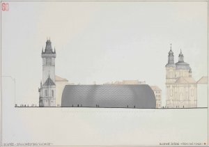 Jakub Cigler, Competition Design for Old Town Townhall in Prague, 1988