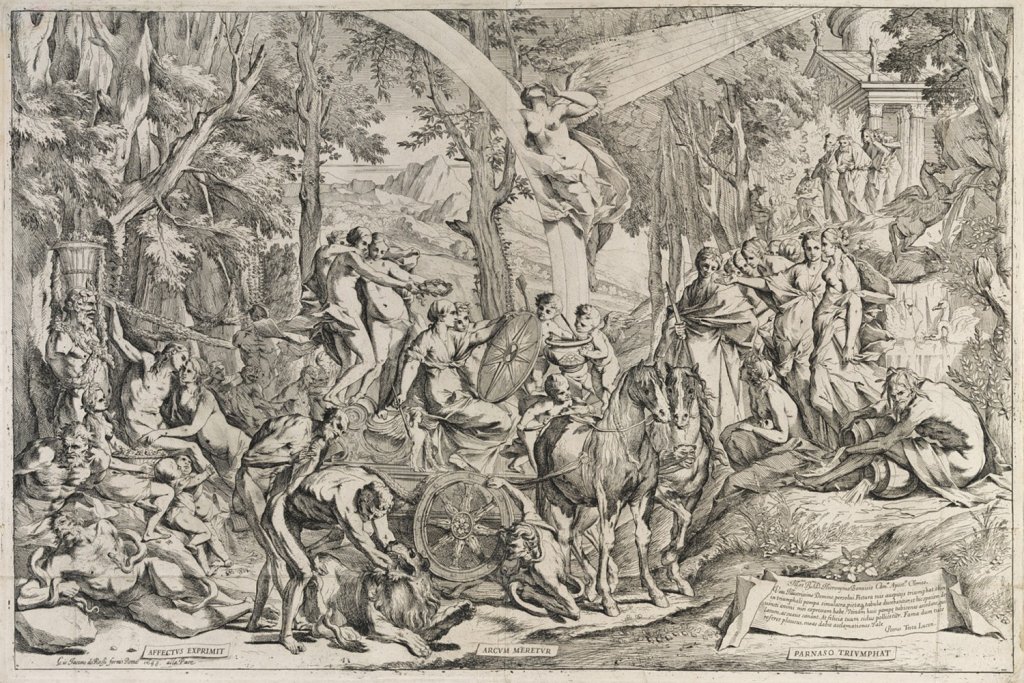 Pietro Testa, Triumf malířství na Parnasu, kolem 1642, 1648 (tisk)