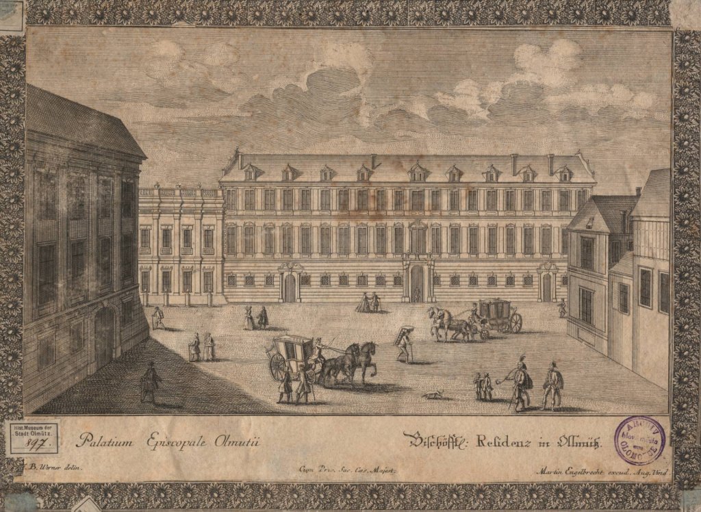 The appearance of the Bishop's Palace in Olomouc from the period around 1740