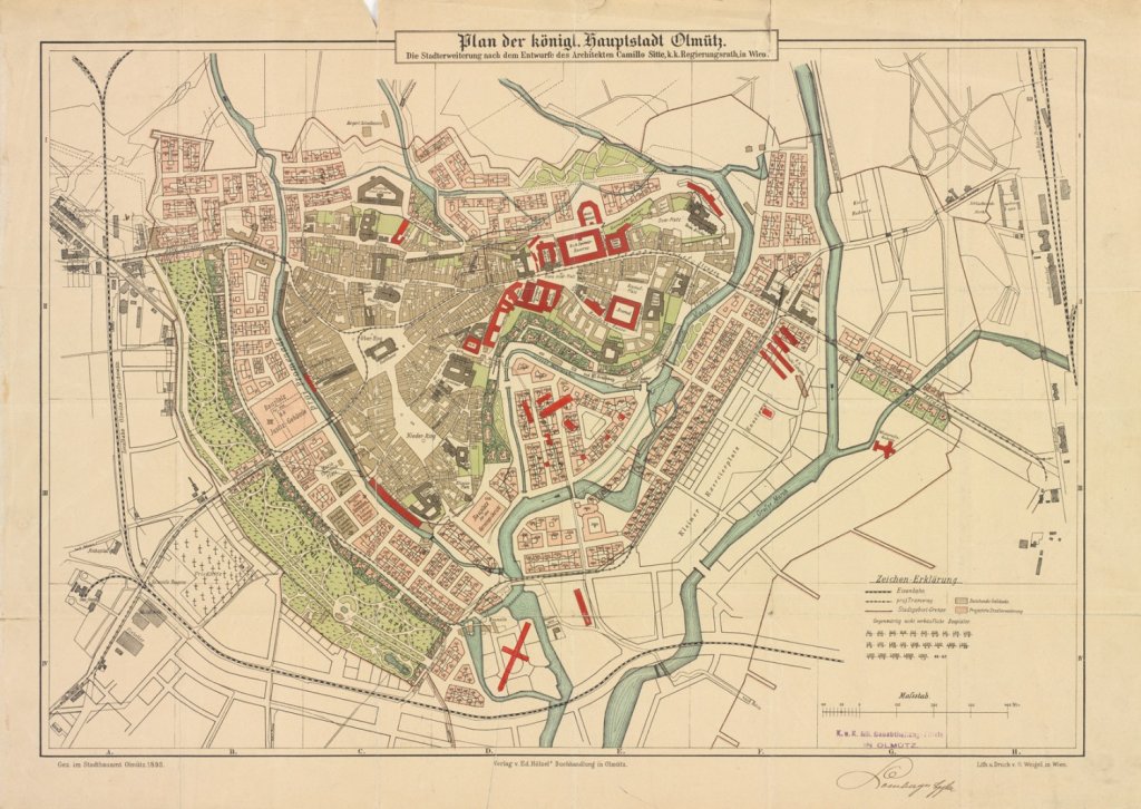 Plán královského hlavního města Olomouce. Rozšíření města podle projektu Camilla Sitteho, 1895