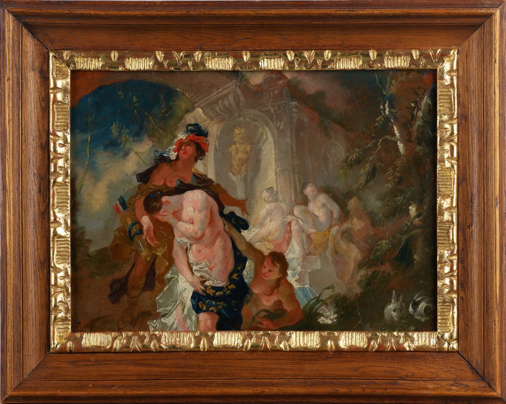 Franz Anton Maulbertsch or Andreas Brugger, Diana and Kalisto, 1760, oil on paper, 20,8 x 29,2 cm, Moravian Gallery in Brno