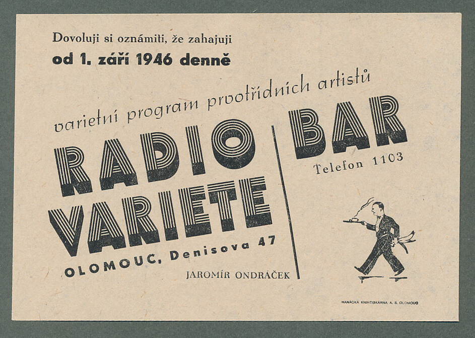 Pozvánka do Radio baru v roce 1946