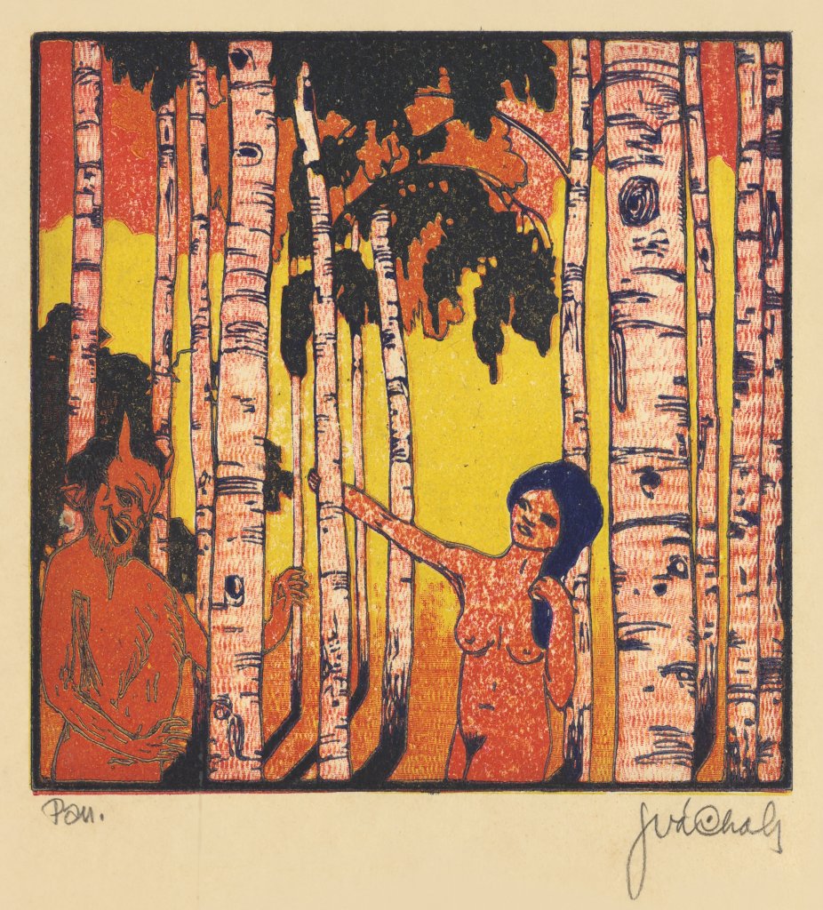 Váchal Josef, Pan, nedatováno (1912), dřevoryt (xylografie) barevný, papír