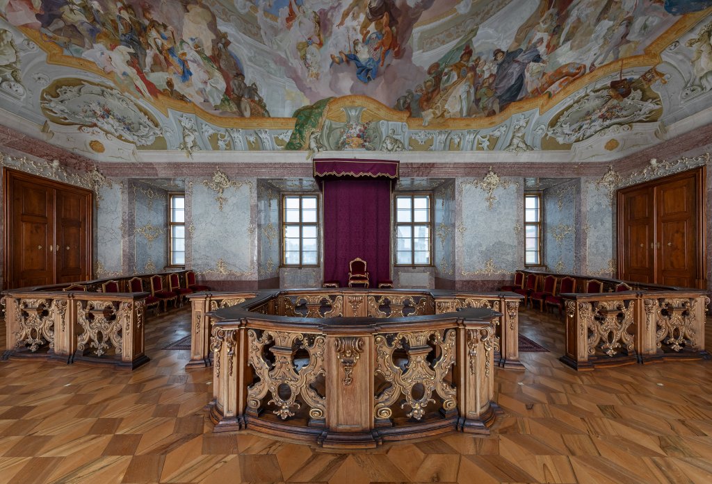 Arcibiskupský zámek Kroměříž, Manský sál, výmalba Franz Anton Maulbertsch.