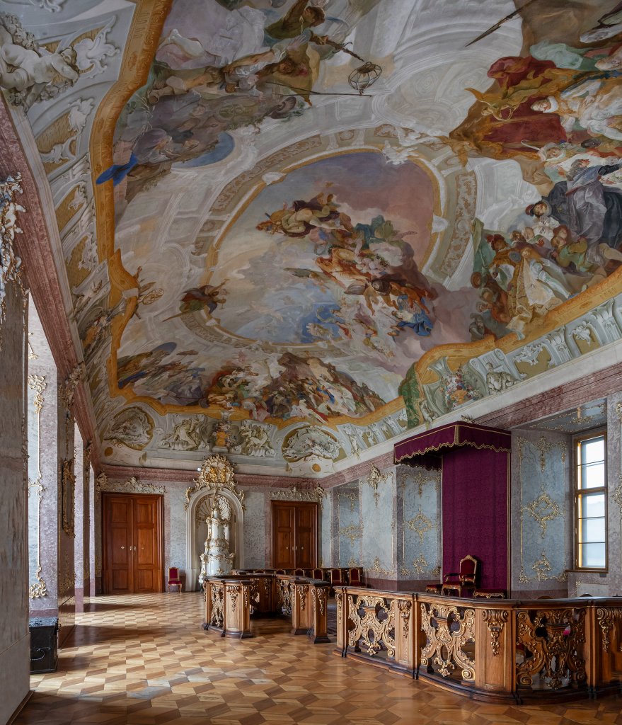 Arcibiskupský zámek Kroměříž, Manský sál, výmalba Franz Anton Maulbertsch.