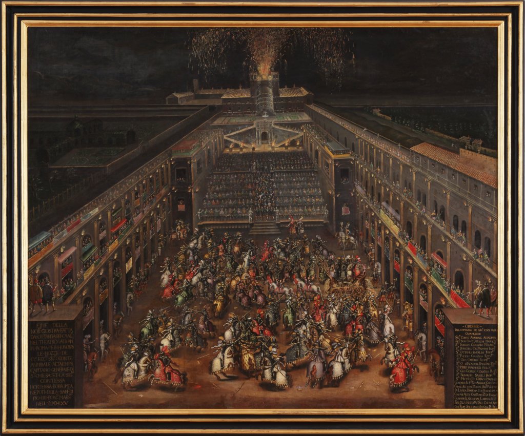 Hans Jakob Nopis, Wedding Tournament and Fireworks Jakob I. Hannibal von Hohenems and Ortensia Borromeo, 1610, oil on canvas, City Museum and Gallery Polička
