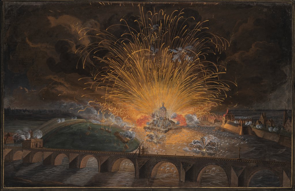 C. H. Fritzsche, Fireworks for the King of Denmark Frederik IV, 1709, gouache, Staatliche Kunstsammlungen Dresden, Kupferstich-Kabinett, inv. no. C 1968-792, Photo: Andreas Diesend