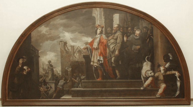 Karel Škréta: Sv. Václav dává kácet pohanské modly a stavět křesťanské kostely, 1641 Karel Škréta: Sv. Václav dává kácet pohanské modly a stavět křesťanské kostely, 1641