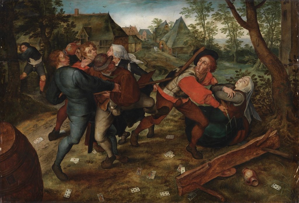 Jan Brueghel starší podle Pietera Bruegela staršího, Selská rvačka, kolem 1610, olej na dubovém dřevě. Arcibiskupství olomoucké – Muzeum umění Olomouc