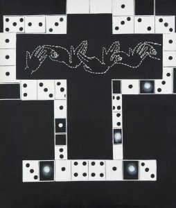 Jiří David, INRI, 1987, olej, plátno, 160 x 135 cm, Muzeum umění Olomouc