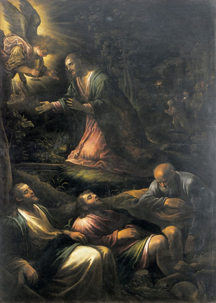 Francesco Bassano, Kristus na Olivetské hoře, po roce 1585. Olej, plátno, 253×183 cm, Arcibiskupství olomoucké – Arcidiecézní muzeum Olomouc