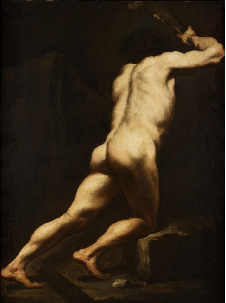 Pietro della Vecchia (1603–1678), Samson, 1660–1663, olej na plátně, 99 × 74,5 cm. Sbírka Patrika Šimona