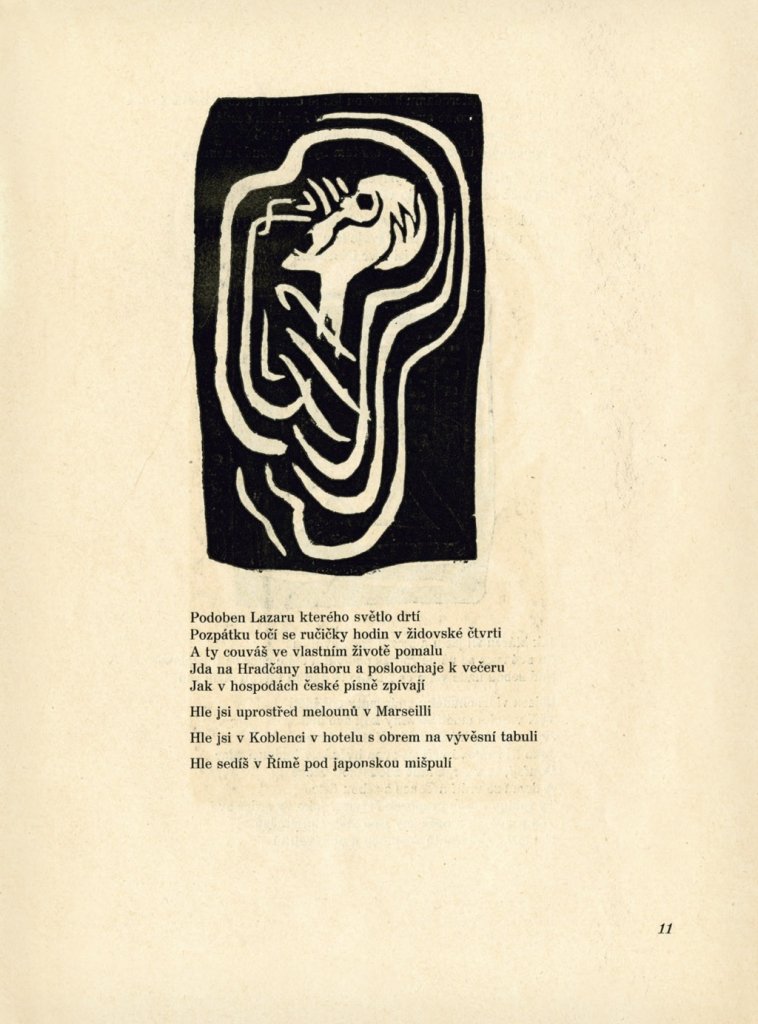 Josef Čapek, 15 linoritů, Pásmo, Apollinaire, Guillame, překlad Karel Čapek, 1919, 268×198 mm, Muzeum umění Olomouc