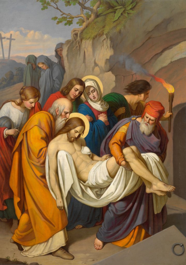 Josef Führich, Kladení Krista do hrobu, před 1836, olej, plátno; 104×73.3 cm, Arcibiskupství olomoucké – Arcidiecézní muzeum Kroměříž