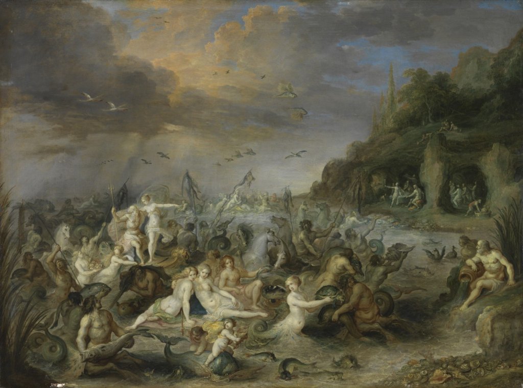 Frans II Francken, Triumf Amfitrité a Poseidona, po 1630 olej, dubové dřevo; 55×73 cm, Arcibiskupství olomoucké – Arcidiecézní muzeum Kroměříž