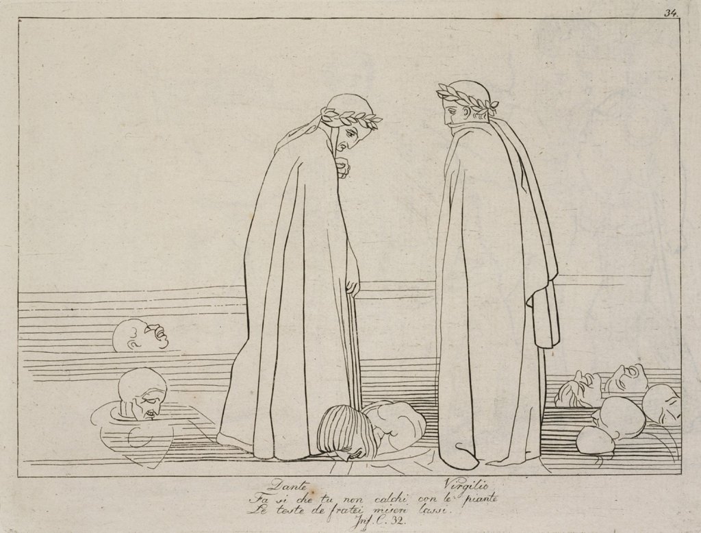 Johann Erdmann Hummel, XXXIX Unrisse zu der Hölle des Dante nach Flaxman von Hummel, po 1807, podle Johna Flaxmana (1755 York – 1826 Londýn). Papír, vazba: polokožená; 243×379 mm. Arcibiskupství olomoucké – Arcidiecézní muzeum Kroměříž