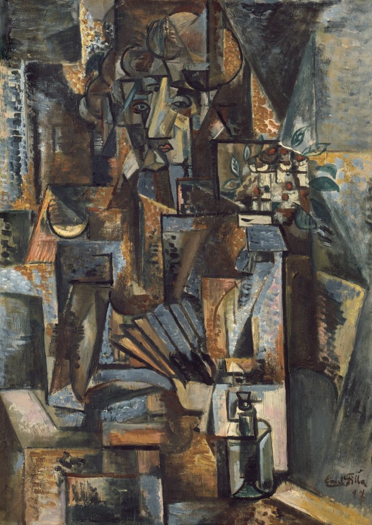 Emil Filla, Žena s vějířem, 1917, olej, plátno; 78×56 cm, získáno 1986, Muzeum umění Olomouc