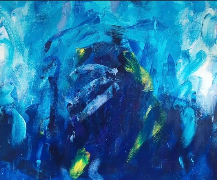 Matěj Olmer, Shoda proměny s osudem (Coincidence of transformation with destiny),135x160cm, kombinovaná technika, plátno, 2024