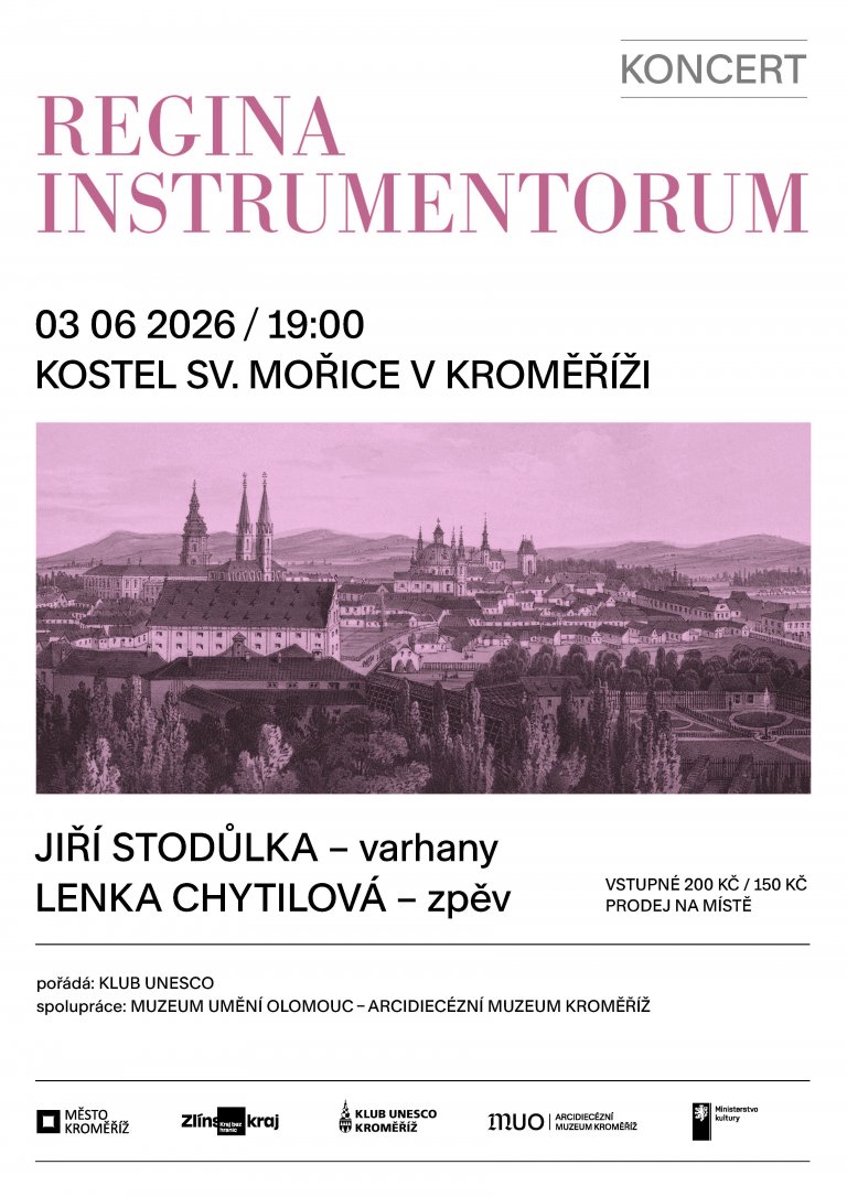 Pozvánka na koncert Regina instrumentorum v kroměřížském kostele sv. Mořice.